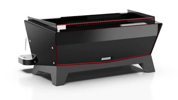 Iberital Vista espresso machine in black with red trim