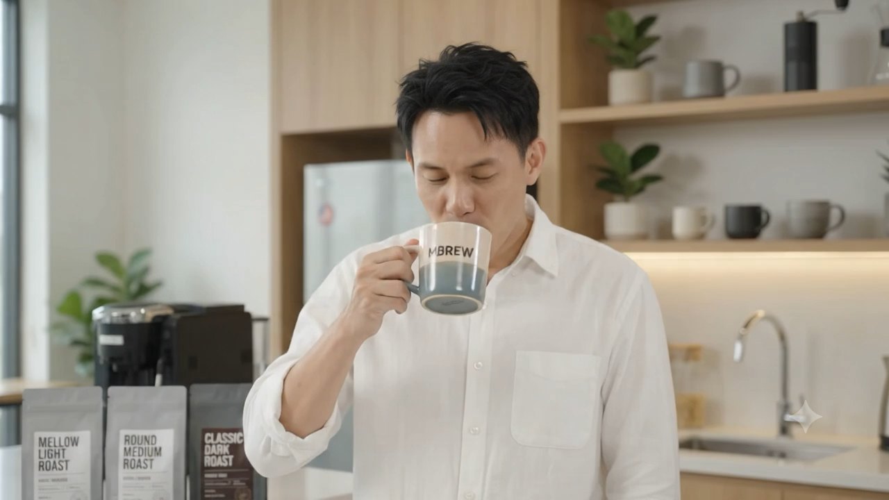 A cup of Roastery Village coffee at home